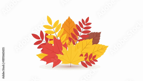 Vibrant autumn leaves arranged in a bouquet on a white background