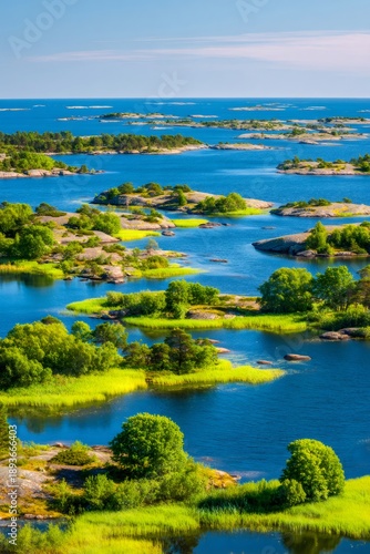Swedish archipelago islands in baltic sea on summer day
