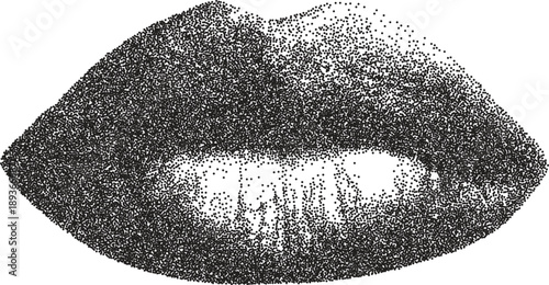 Mouth smile retro y2k stipple design lip halftone brutalist urban vector png with clear background, tongue 2000s photocopy grunge tattoo gen z effect
