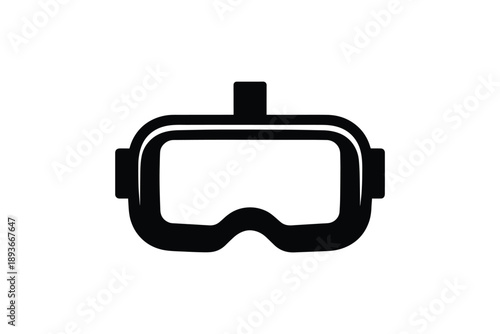 Virtual reality headset silhouette isolated on white background for gaming and immersion