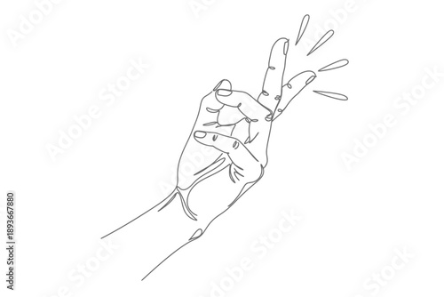 Continuous Line Drawing of Hand Snapping Fingers with Movement Lines