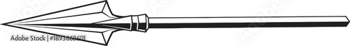 Black and white sketched arrow with feathered tip and shaft