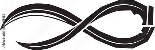 Black and white sketched infinity symbol with whiskers