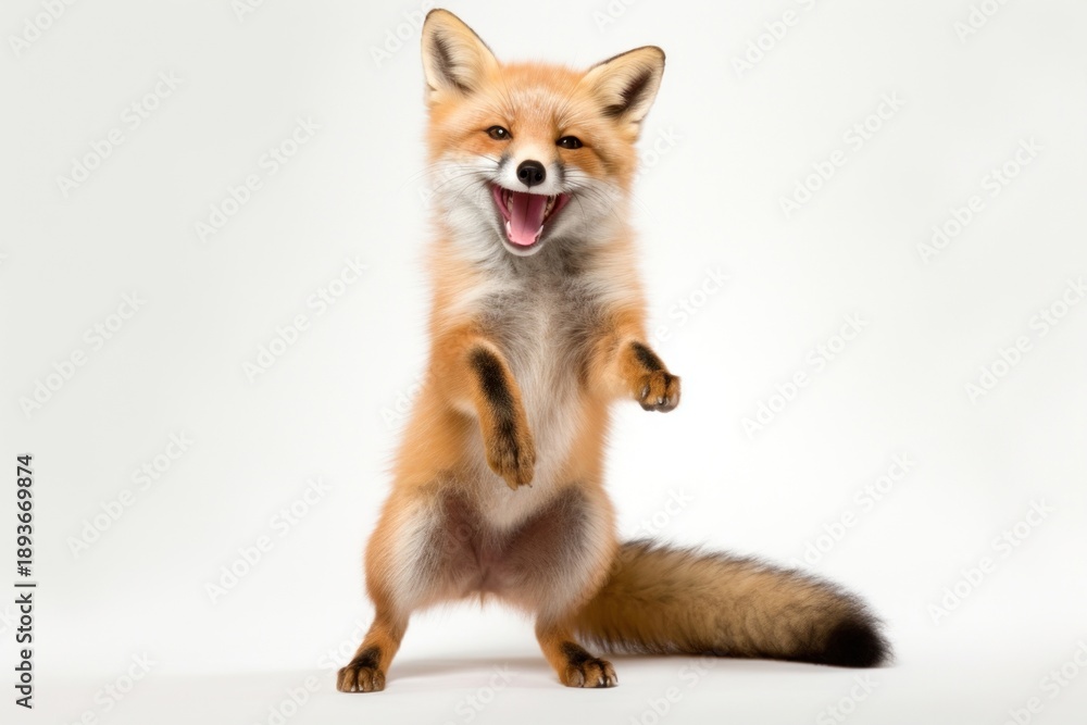 Fototapeta premium Happy smiling fox dancing wildlife mammal animal.