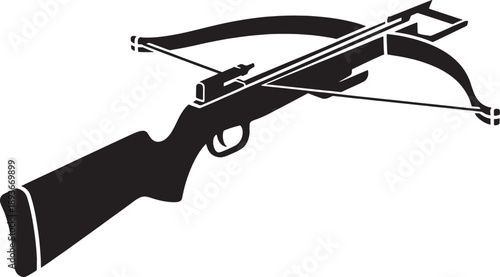 Black and white sketched of a crossbow and rifle sketched crossbow hunting