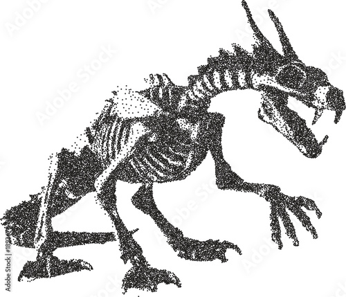 Monster vintage y2k stipple art, beast halftone stipple brutalist retro vector png with transparent background, terror 2000s aesthetic photocopy effect tattoo