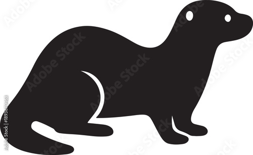Minimalist black silhouette of a ferret or weasel a simple vector illustration isolated on white ideal for animal-themed branding app icons and educational materials