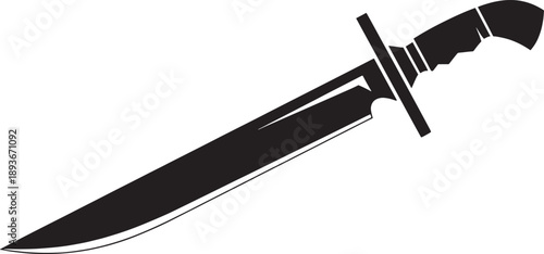 Black and white sketched of a sword with a curved blade and crossguard