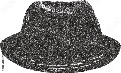Hat vintage y2k stipple art, brim halftone stipple brutalist retro vector png with transparent background, crown 2000s aesthetic photocopy effect tattoo