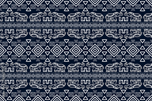ELEPHANT BLUE WHITE SEAMLESS PATTERN