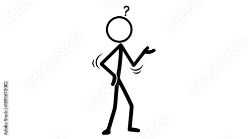 Simple stick figure with a puzzled expression and questioning gesture.