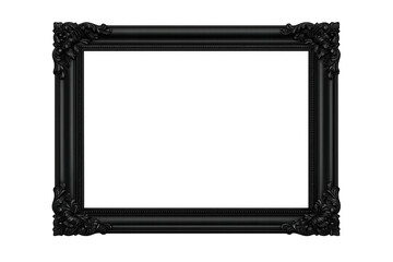 Black ornate baroque frame with intricate carvings, vintage elegant border for paintings, mirrors, or decorative elements
