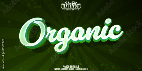 Organic editable text effect, customizable natural and fresh 3d font style