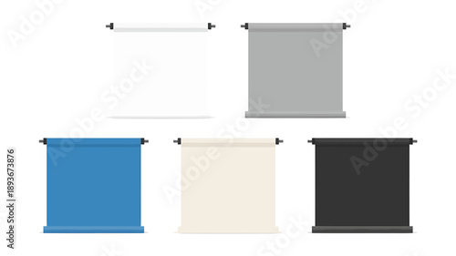 Set of colorful hanging banners in different colors and textures for advertising and display