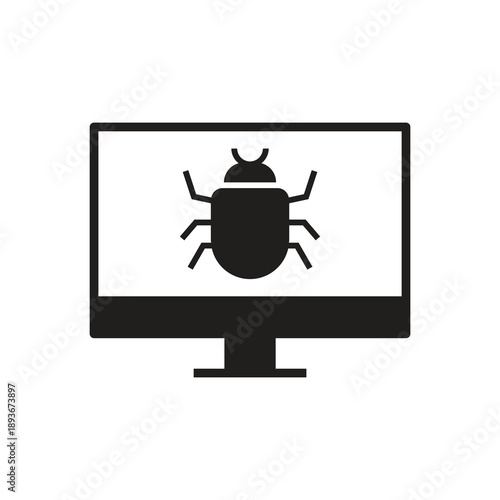 Computer monitor with solid bug icon