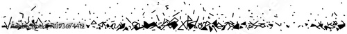Abstract horizontal border texture of scattered debris and broken geometric fragments