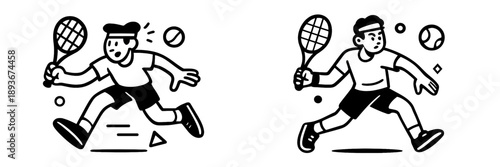 Dynamic tennis players competing in a match on the court