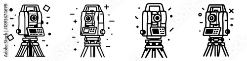 Vector illustration of a surveying instrument with geometric elements