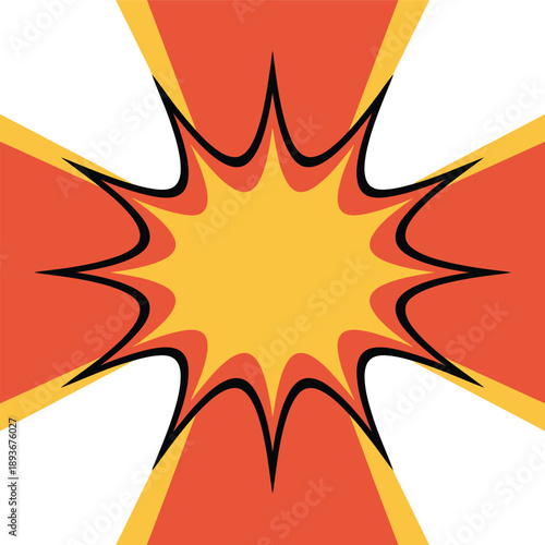 Explosion Comic Burst - Yellow Starburst on Orange and White Background