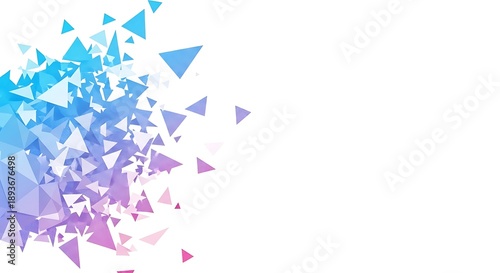 Abstract burst of colorful triangles on white background