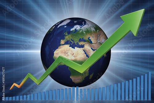 Positive Economic Growth Concept with Globe and Arrow