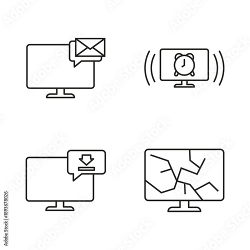 Email and location notification computer icon set