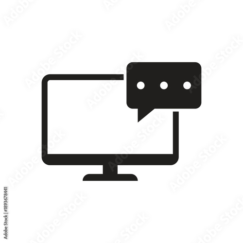 Messaging chat bubble on computer screen icon