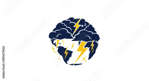 Global Storm and Lightning Strikes Illustration.