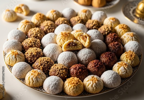Assorted sweet cookies on decorative plate