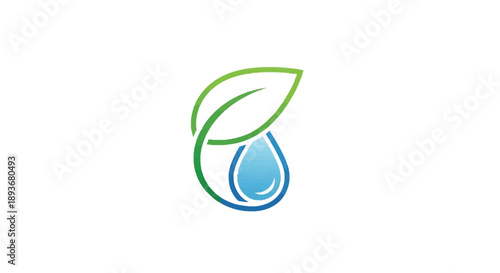 Green Leaf and Blue Water Drop Logo Design.