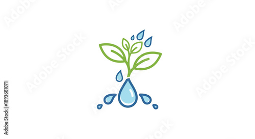 Green plant with water drops, symbolizing growth and nature.