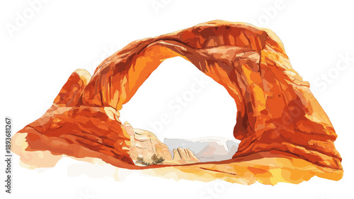Arches National Park. Arches National Park hand drawn watercolor illustration