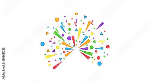 Colorful confetti explosion on white background vibrant party decoration with various shapes and sizes festive celebration element