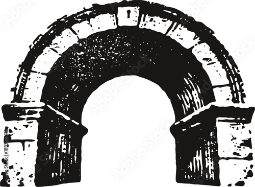 Ancient stone archway illustration with detailed texture and rustic appearance