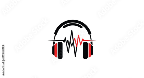 Headphones with Sound Wave Graphic.