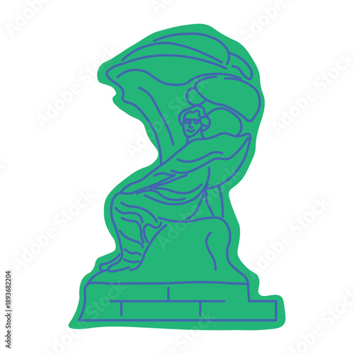 Frederic Chopin monument in Warsaw. Famous polish composer statue and music symbol. Vector illustration.