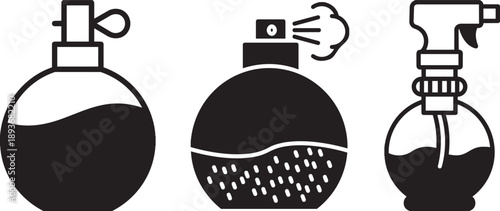 Essence Trio: An elegant visual showcasing three distinct perfume or fragrance spray bottles, each a unique design, ready to spritz and invigorate.