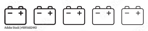 Car battery line icon. Energy power accumulator. Auto battery symbols.