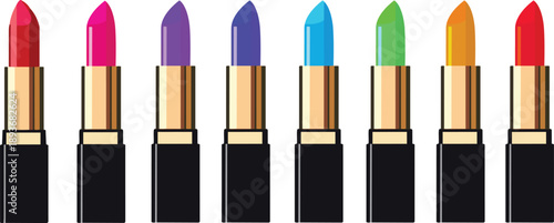 Chromatic Spectrum of Lips: A vibrant array of lipsticks in a spectrum of colors, showcasing the beauty and diversity of hues, ready to embellish and enhance any style.