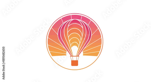Hot Air Balloon Logo Design with Gradient Colors.