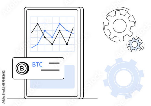 Cryptocurrency, finance stocks, blockchain analysis, fintech apps, trading tools, Bitcoin economy. Mobile graph showing market trends, Bitcoin wallet displayed. Cryptocurrency and finance stocks