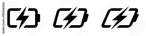 Energy and Charging Status Battery Power Icons Set for Interface Design