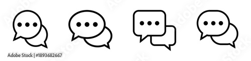 Chat Message and Speech Bubble Icon Set for Social Media, Messaging and Communication