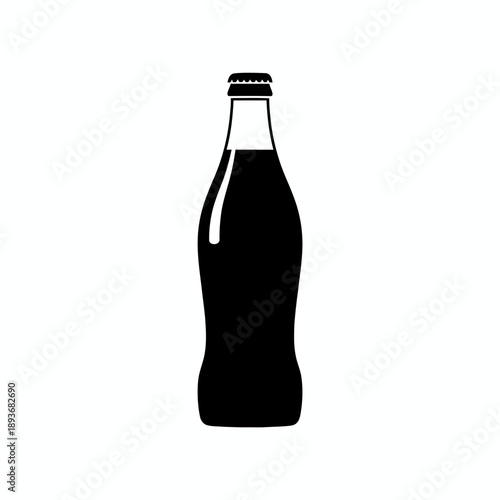 Silhouetted Soda bottle: A minimalist silhouette of a sleek soda bottle. It showcases the elegant contours, the refreshing beverage, and the iconic crown cap, representing the simple pleasure