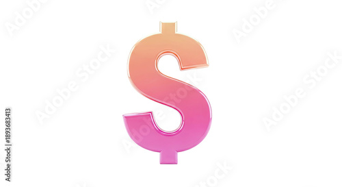 3D Dollar Sign with Pink and Orange Gradient