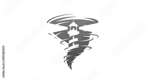 Lighthouse in a powerful tornado storm.