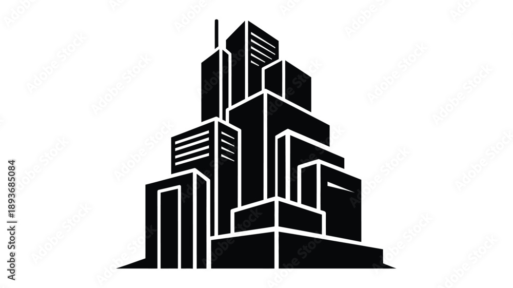 Naklejka premium Abstract cityscape design with bold geometric forms a striking graphic silhouette