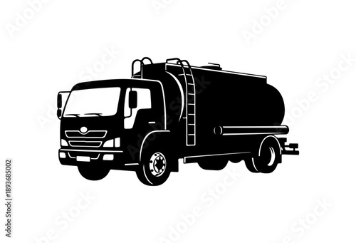 Black Silhouette of a Tanker Truck