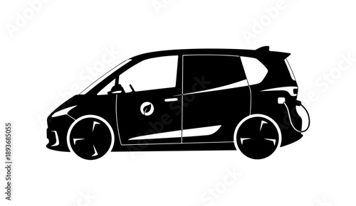 Black Silhouette of Modern Electric Vehicle
