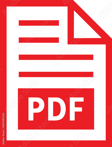 Digital Document Representation: A sharp, red-toned icon encapsulates the essence of a PDF document, ready for download.